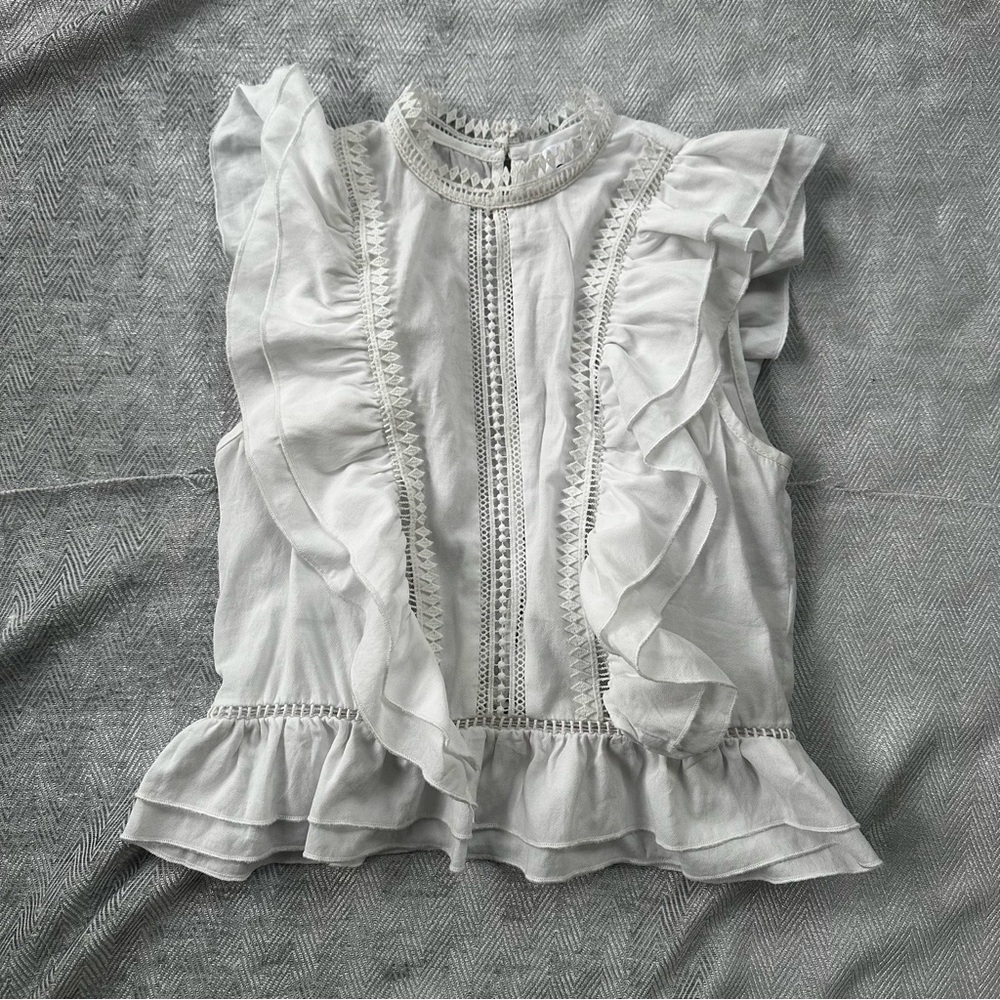 Ruffled White Top
